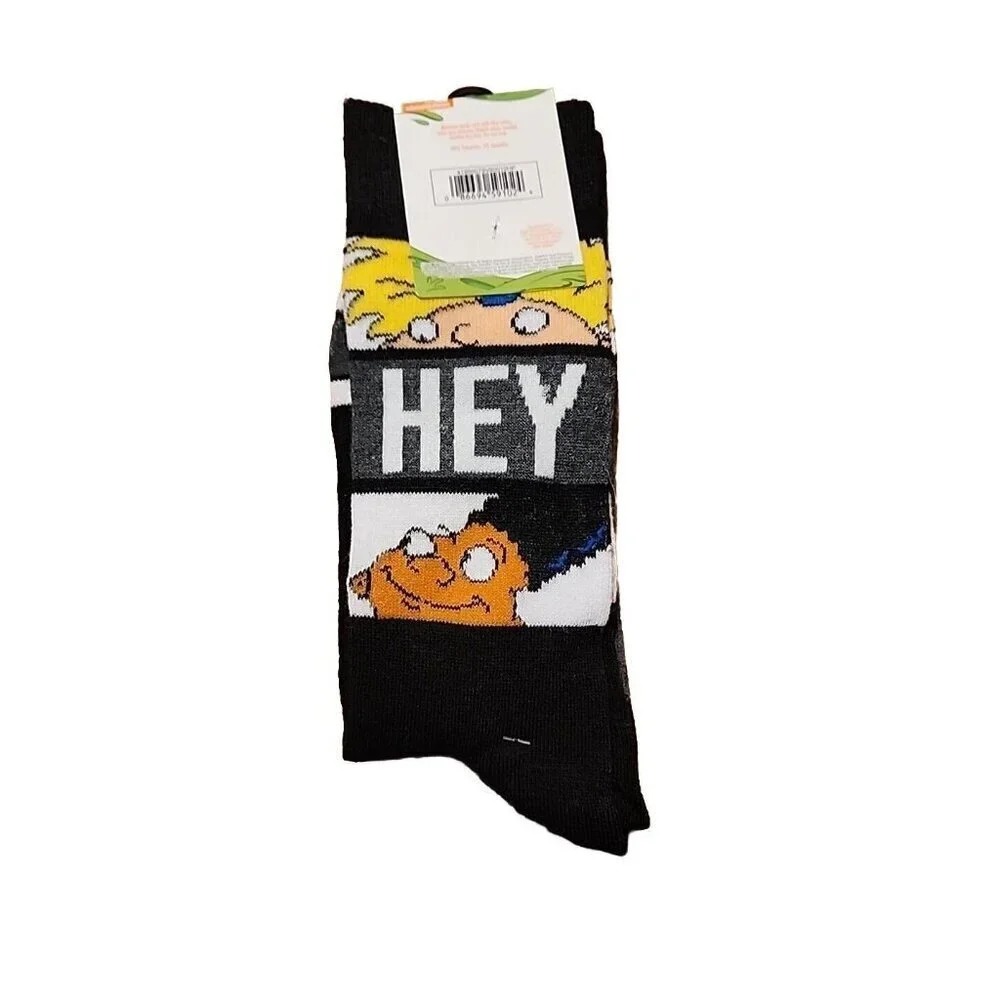 Nickelodeon crew socks 2 Pack Adult Size 6 1/2 - 12 Cat-Dog & Hey Arnold